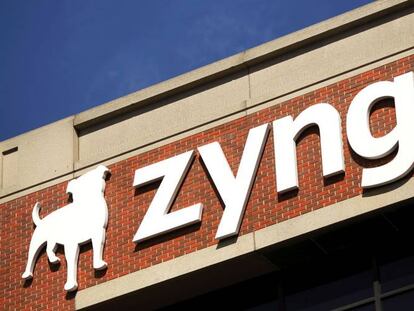 Logo de Zynga en la sede de la compañía en San Francisco. 