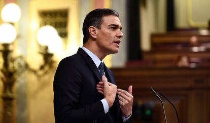 El presidente en funciones, Pedro Sanchez, durante su intervención en el Congreso el pasado martes.