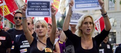 Manifestación contra el ERE de CatalunyaBanc.