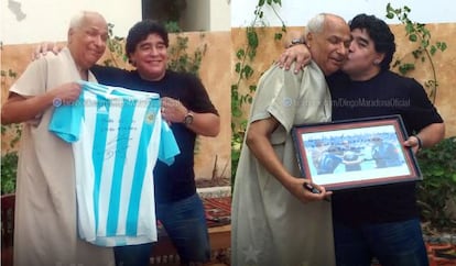 Maradona with former World Cup referee Ali Bennaceur.