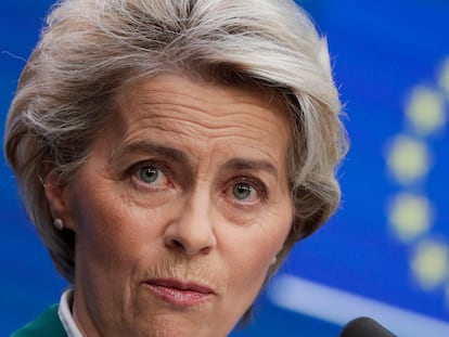 La presidenta de la Comisión Europea, Ursula von der Leyen, este viernes en Bruselas.