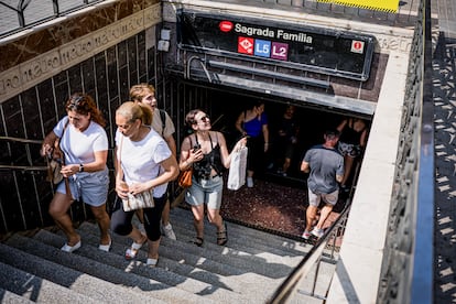 Estación del metro Sagrada Familia en Barcelona, en agosto de 2021.