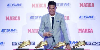 Cristiano, con sus cuatro Botas de Oro.