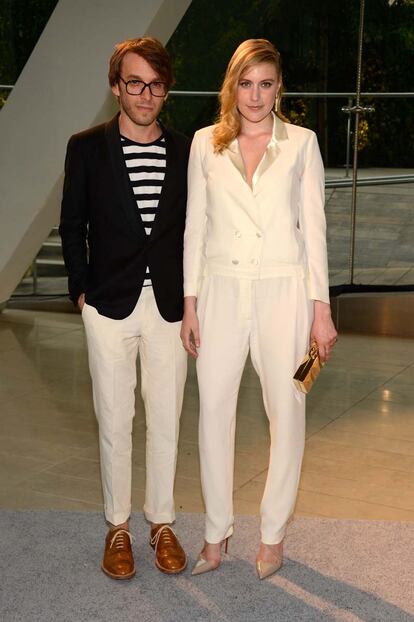 Greta Gerwig, la protagonista de Frances Ha, acudió con el productor Scott Sternberg vestida de Band of Outsiders.