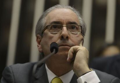 O presidente da Câmara, Eduardo Cunha, durante a sessão desta quarta-feira.