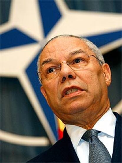 El secretario de Estado de EE UU, Colin Powell, ayer en Bruselas.