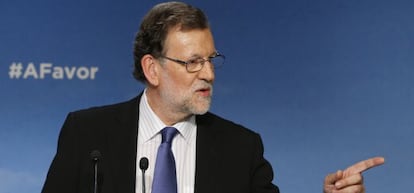 El presidente del PP, Mariano Rajoy, en la rueda de prensa tras presidir el Comit&eacute; Ejecutivo Nacional.