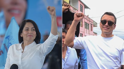 Luisa González y Daniel Noboa en Ecuador.