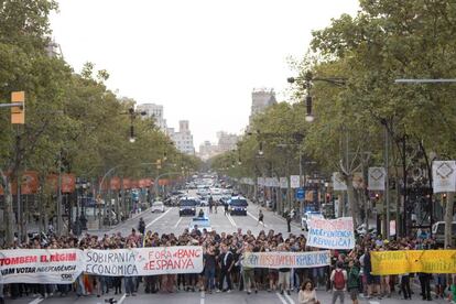 Aspecte del passeig de Gràcia durant la manifestació realitzada pels components del CDR.
