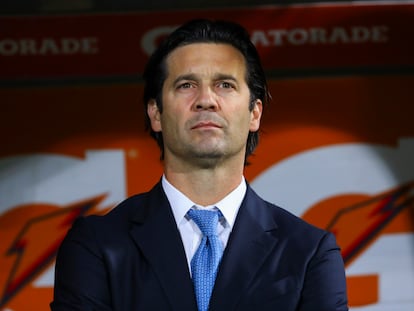 Santiago Solari, en la banca del América, el pasado 26 de febrero en un partido contra los Pumas.