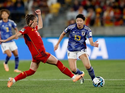 Ona Batlle durante el partido entre España y Japón, en Wellington este lunes.