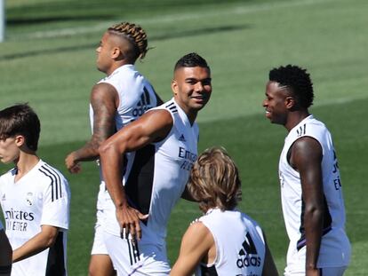 Casemiro, este viernes en el entrenamiento del Real Madrid en Valdebebas.