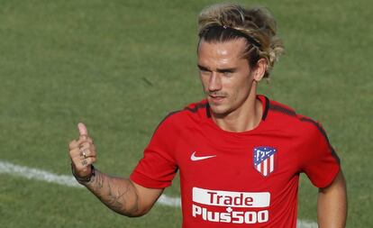 Griezmann, en el entrenamiento del Atlético.