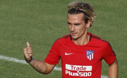 Griezmann, en el entrenamiento del Atl&eacute;tico.