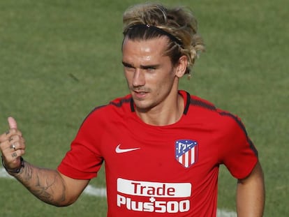 Griezmann, en el entrenamiento del Atl&eacute;tico.