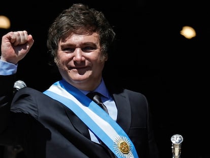 Javier Milei, el domingo tras su asunción presidencial en Buenos Aires.