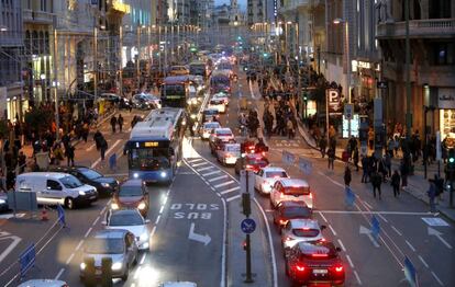 Vista de la Gran V&iacute;a, durante el corte al tr&aacute;fico.
 
 