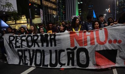 Protesto contra a reforma do Ensino Médio em São Paulo, em setembro.