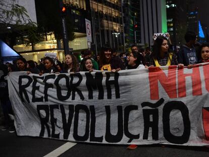 Protesto contra a reforma do Ensino Médio em São Paulo, em setembro.