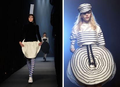 Centrado en sus colecciones de alta costura desde que anunciara que abandonaba la moda prêt-à-porter, las rallas marineras son una de las propuestas del diseñador Jean Paul Gaultier en su nueva colección, como han sido una constante a lo largo de sus años de carrera.