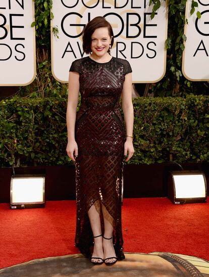 Elisabeth Moss, de la serie Mad Men, con un vestido de J. Mendel.