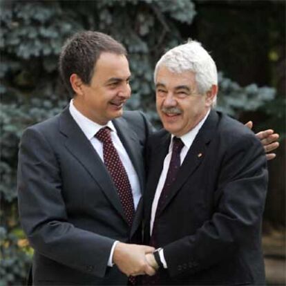 José Luis Rodríguez Zapatero y Pasqual Maragall, ayer en La Moncloa.