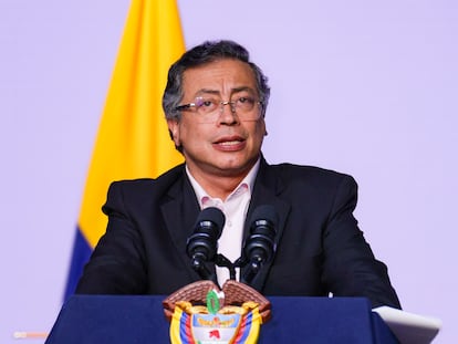 Gustavo Petro durante una alocución presidencial, el 2 de mayo de 2025.