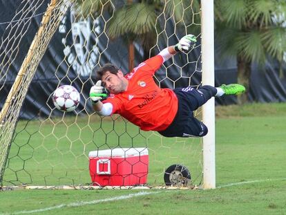 Casillas, durante un entrenamiento en Miami.