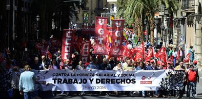 Manifestación del Día del Trabajo de 2016 en Valencia.