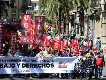 Manifestación del Día del Trabajo de 2016 en Valencia.
