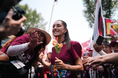 Claudia Sheinbaum durante un mitin en Coyoacán, en la Ciudad de México, el 5 de mayo de 2024.