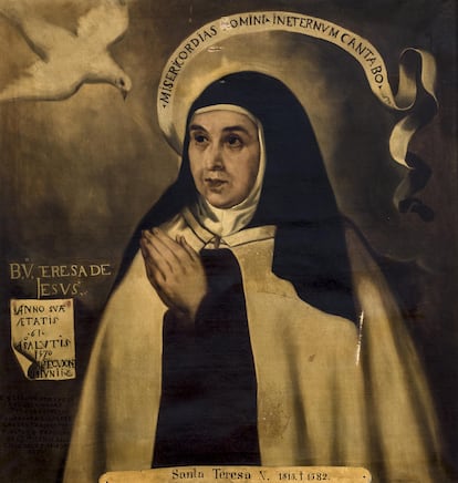 El único retrato hecho en vida a Santa Teresa de Jesús se conserva en el museo del Santo Ángel de los Carmelitas Descalzos de Sevilla.