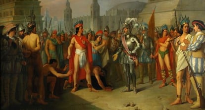 Apresamiento del último emperador de México por Hernán Cortés, en el Museo del Prado.