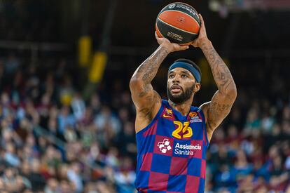 Malcolm Delaney, en un partido de la Euroliga entre el Barça y el Armani Milán.