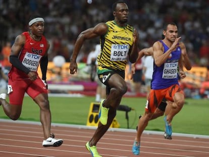 Bolt, durante as séries dos 100m, em Pequim.