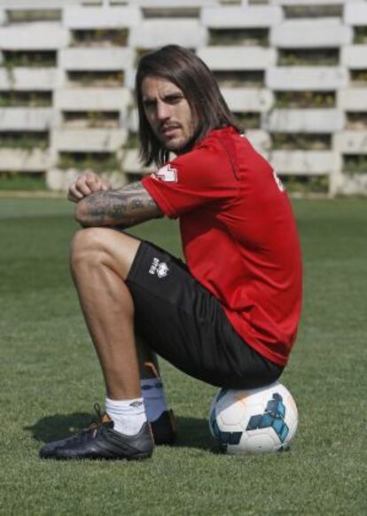 Larrivey, tras un entrenamiento en la ciudad deportiva del Rayo