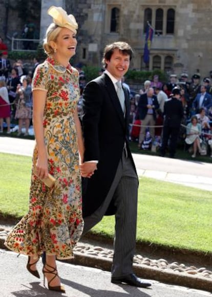 James Blunt y Sofia Wellesley, en la boda de los duques de Sussex, en 2018.