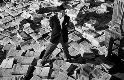 Orson Welles interpretando Charles Foster Kane no filme 'Cidadão Kane'.