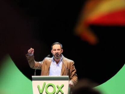 El líder de Vox, Santiago Abascal, en un acto en Madrid.