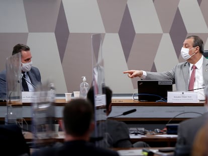 Luiz Paulo Dominguetti e Omar Aziz na CPI da Pandemia.