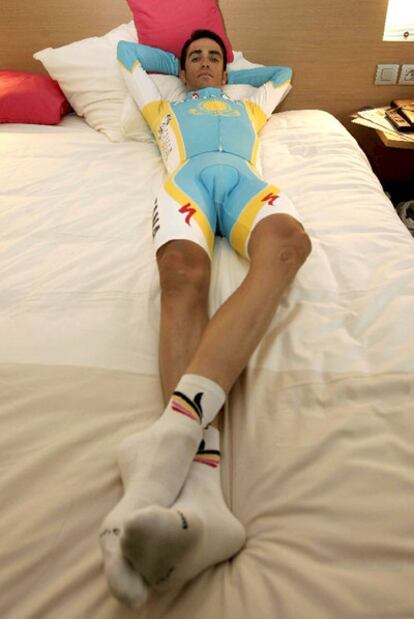 Contador, ayer durante la jornada de descanso.