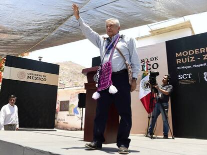 El presidente López Obrador, en Nayarit. 