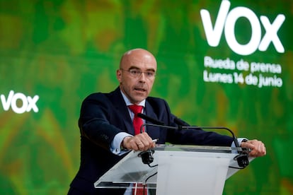 El eurodiputado de VOX, Jorge Buxadé, el 14 de junio de 2021, en Madrid, (España).