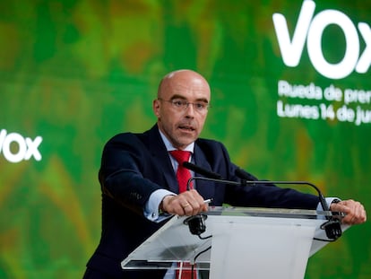 El eurodiputado de VOX, Jorge Buxadé, el 14 de junio de 2021, en Madrid, (España).