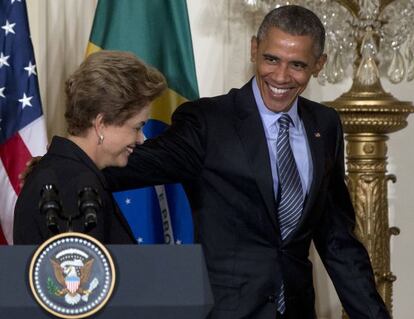 Rousseff e Obama na Casa Branca, nesta ter&ccedil;a, 30.