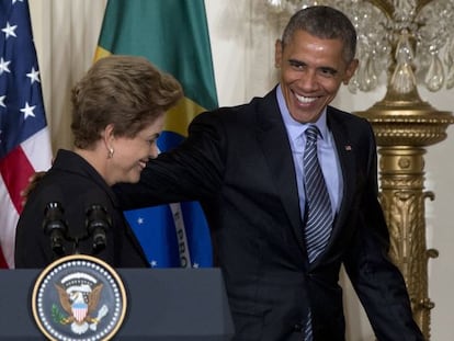 Rousseff e Obama na Casa Branca, nesta ter&ccedil;a, 30.