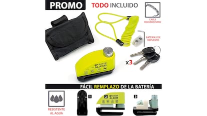 Candado con alarma sobre fondo blanco.
