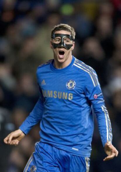 Torres celebra uno de sus dos goles.