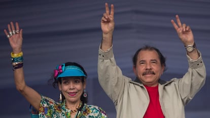 El presidente de Nicaragua, Daniel Ortega,  y la primera dama, Rosario Murillo, en Managua, Nicaragua.