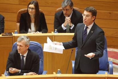 El presidente de la Xunta durante la sesión de control 